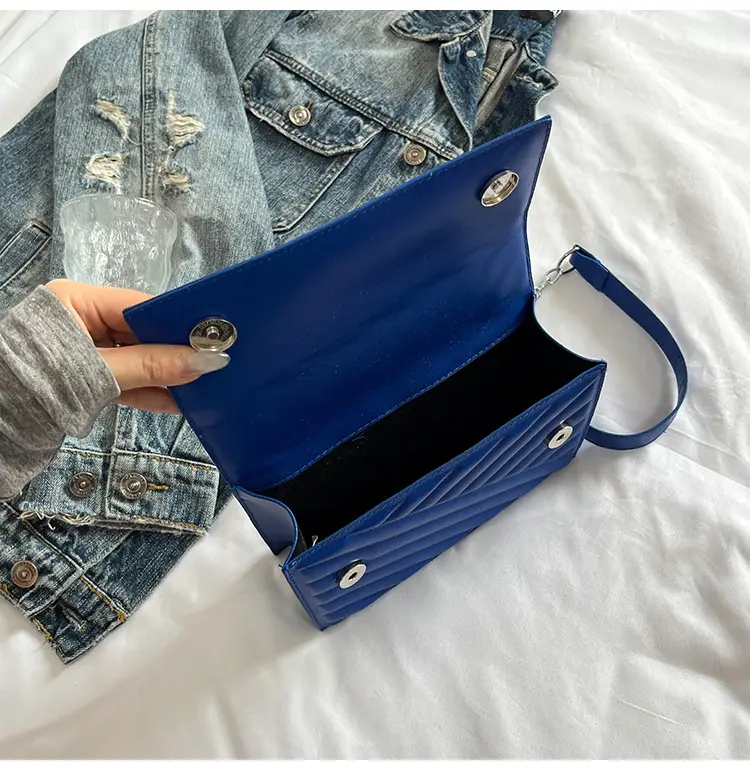Blue Textured Microphone Bag for Women — feature 11