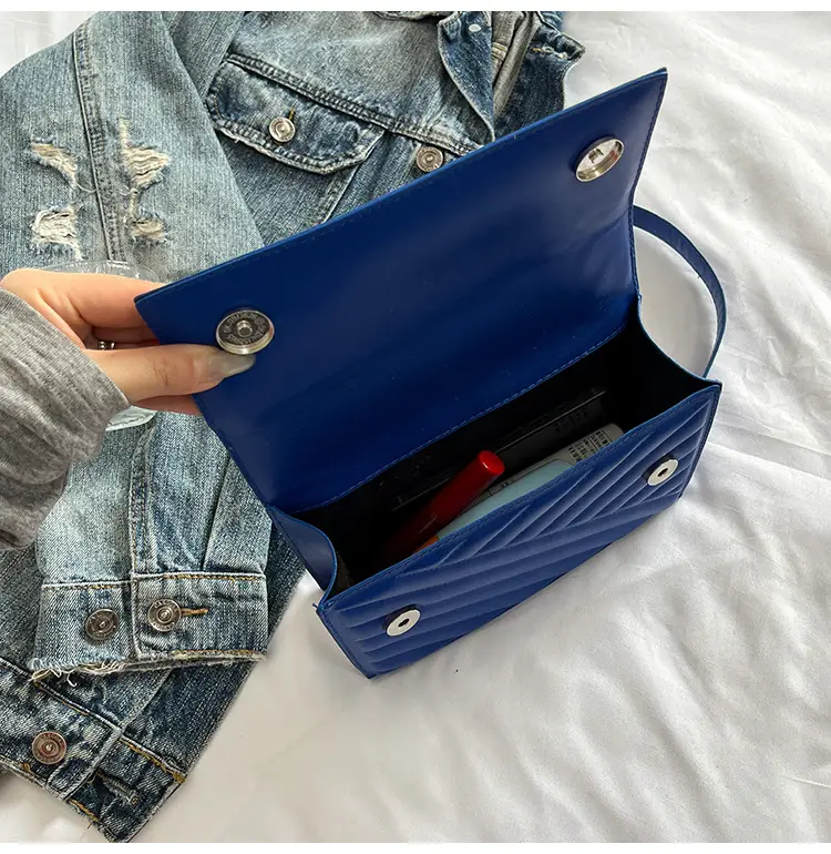Blue Textured Microphone Bag for Women — feature 12