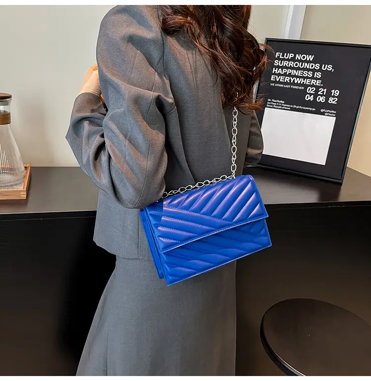 Blue Textured Microphone Bag for Women — feature 13