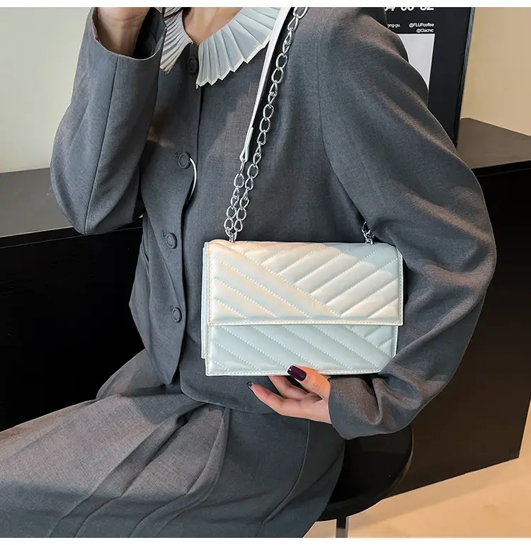 Blue Textured Microphone Bag for Women — feature 17