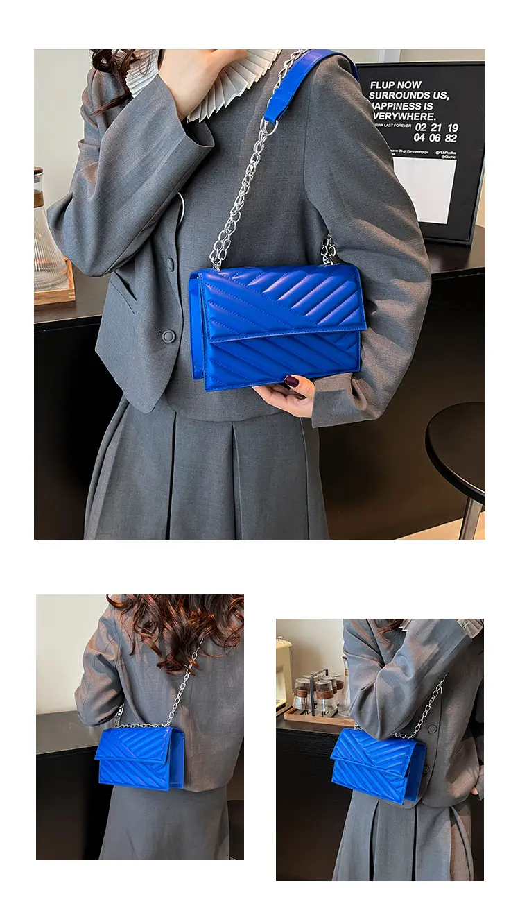 Blue Textured Microphone Bag for Women — feature 27