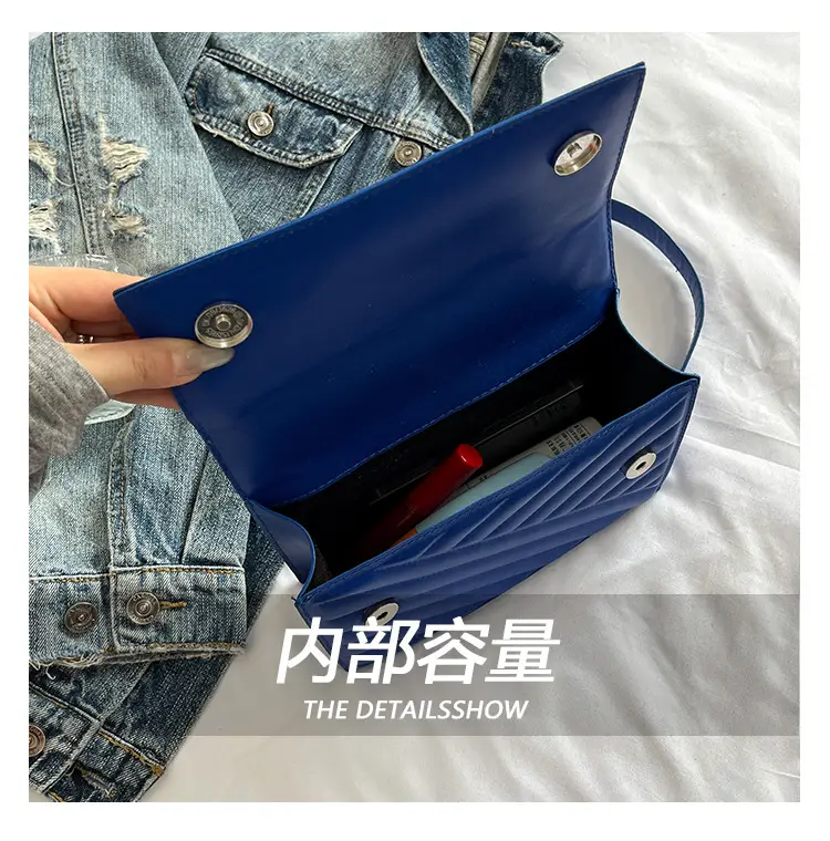 Blue Textured Microphone Bag for Women — feature 6