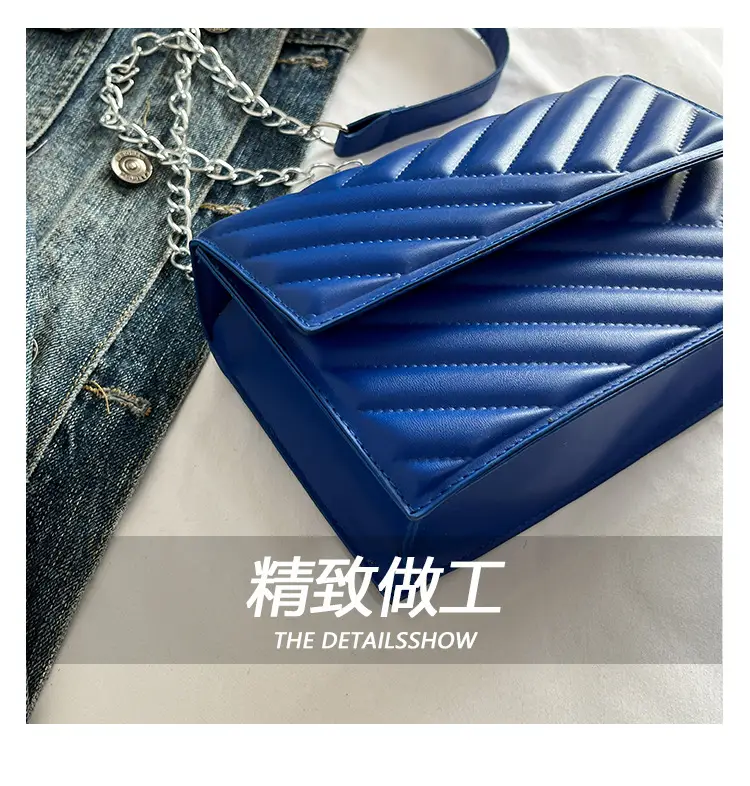 Blue Textured Microphone Bag for Women — feature 7