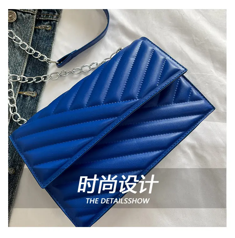 Blue Textured Microphone Bag for Women — feature 8