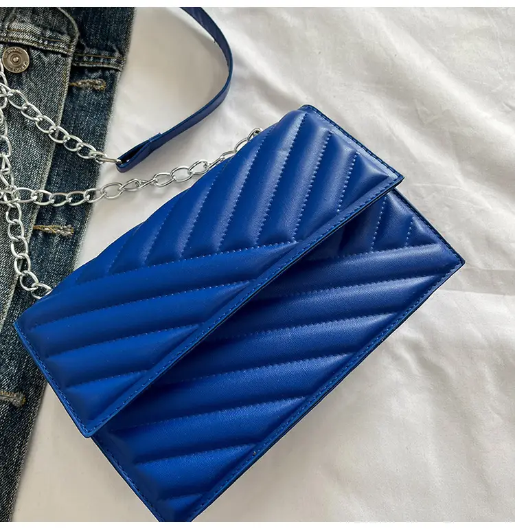 Blue Textured Microphone Bag for Women — feature 9