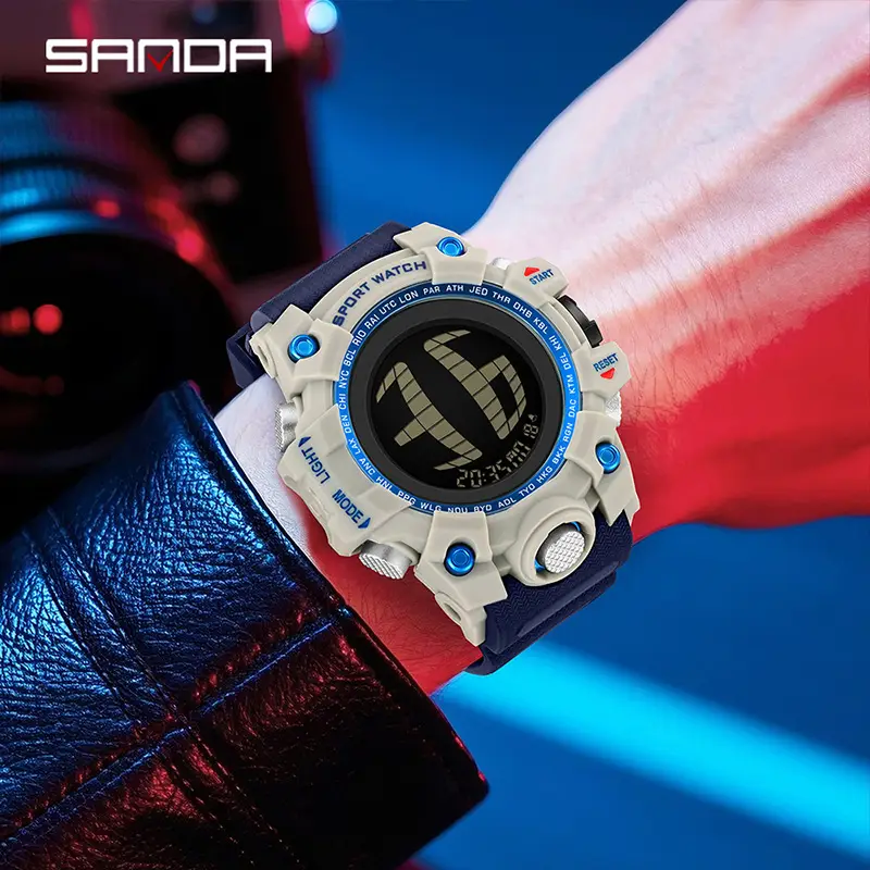 Sanda Black Multi-Function Sport Watch with Digital Display - Image 11