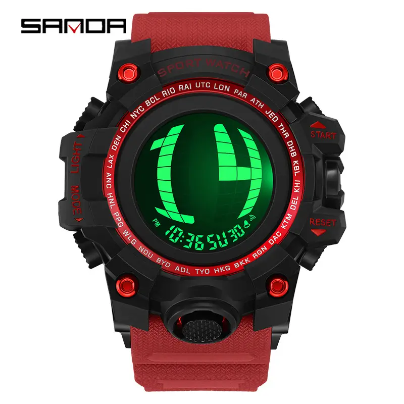 Sanda Black Multi-Function Sport Watch with Digital Display - Image 13