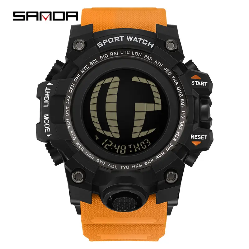 Sanda Black Multi-Function Sport Watch with Digital Display - Image 3