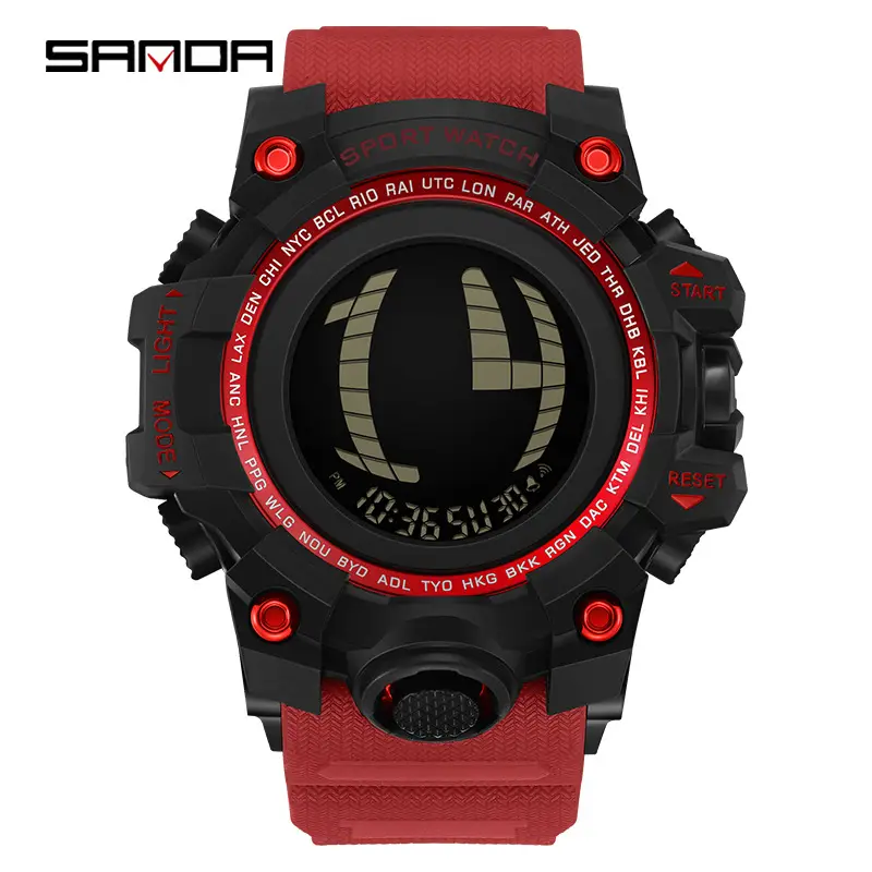 Sanda Black Multi-Function Sport Watch with Digital Display - Image 4