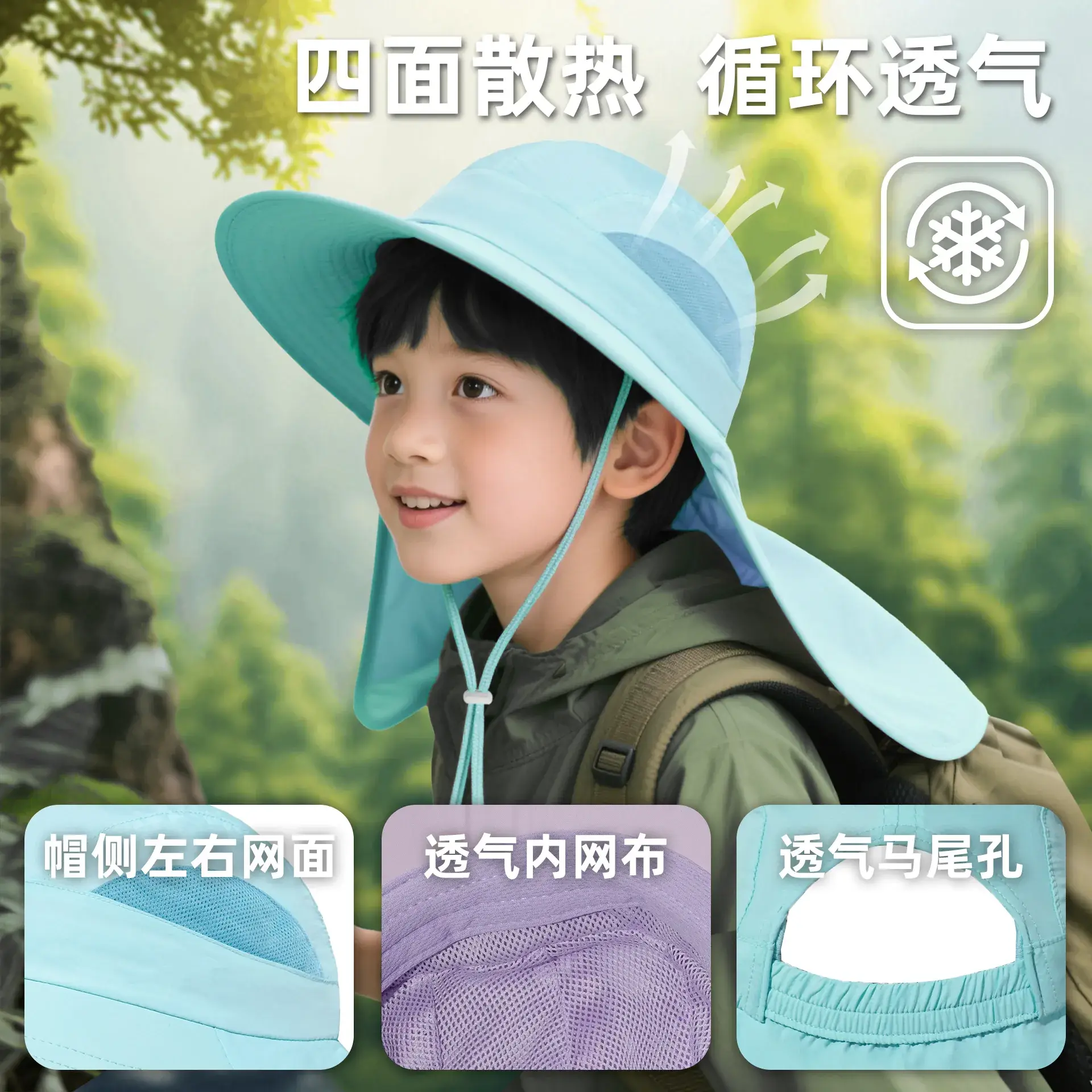 Lilac Wide Brim Adjustable Sun Hat for Kids - Image 9