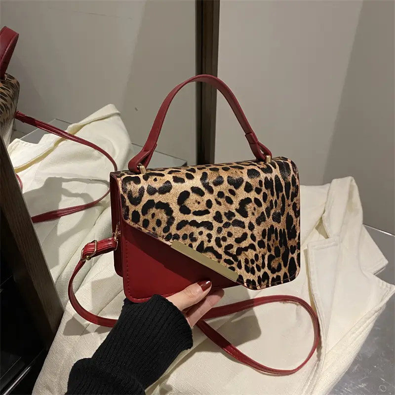 Leopard Print Red Strap Shoulder Bag - Image 3