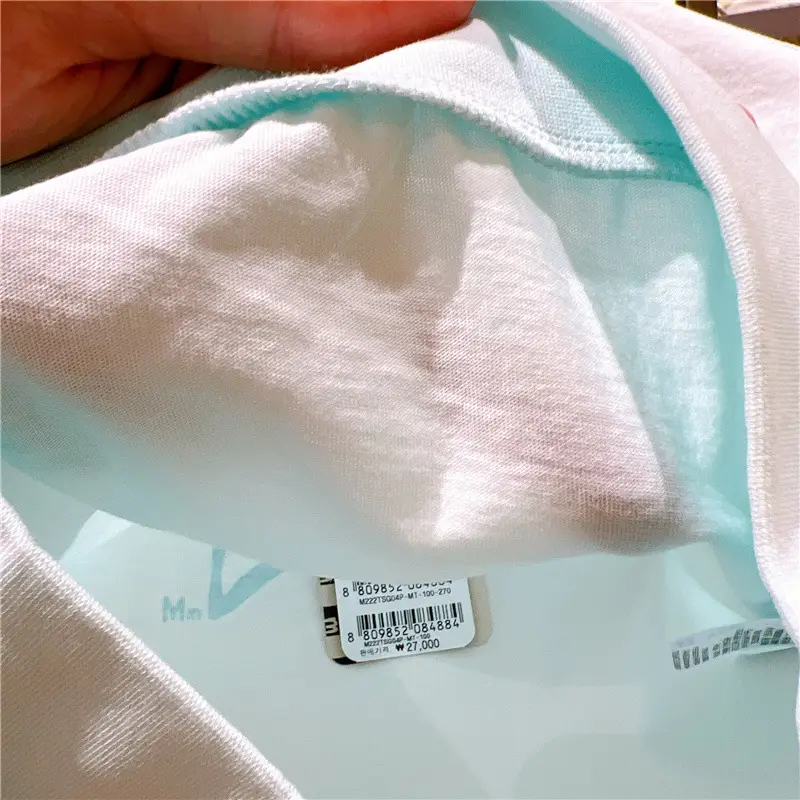 Summer Printed T-Shirt White Blue Round Neck Short Sleeve - Image 4