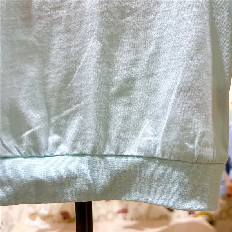 Summer Printed T-Shirt White Blue Round Neck Short Sleeve — feature 5