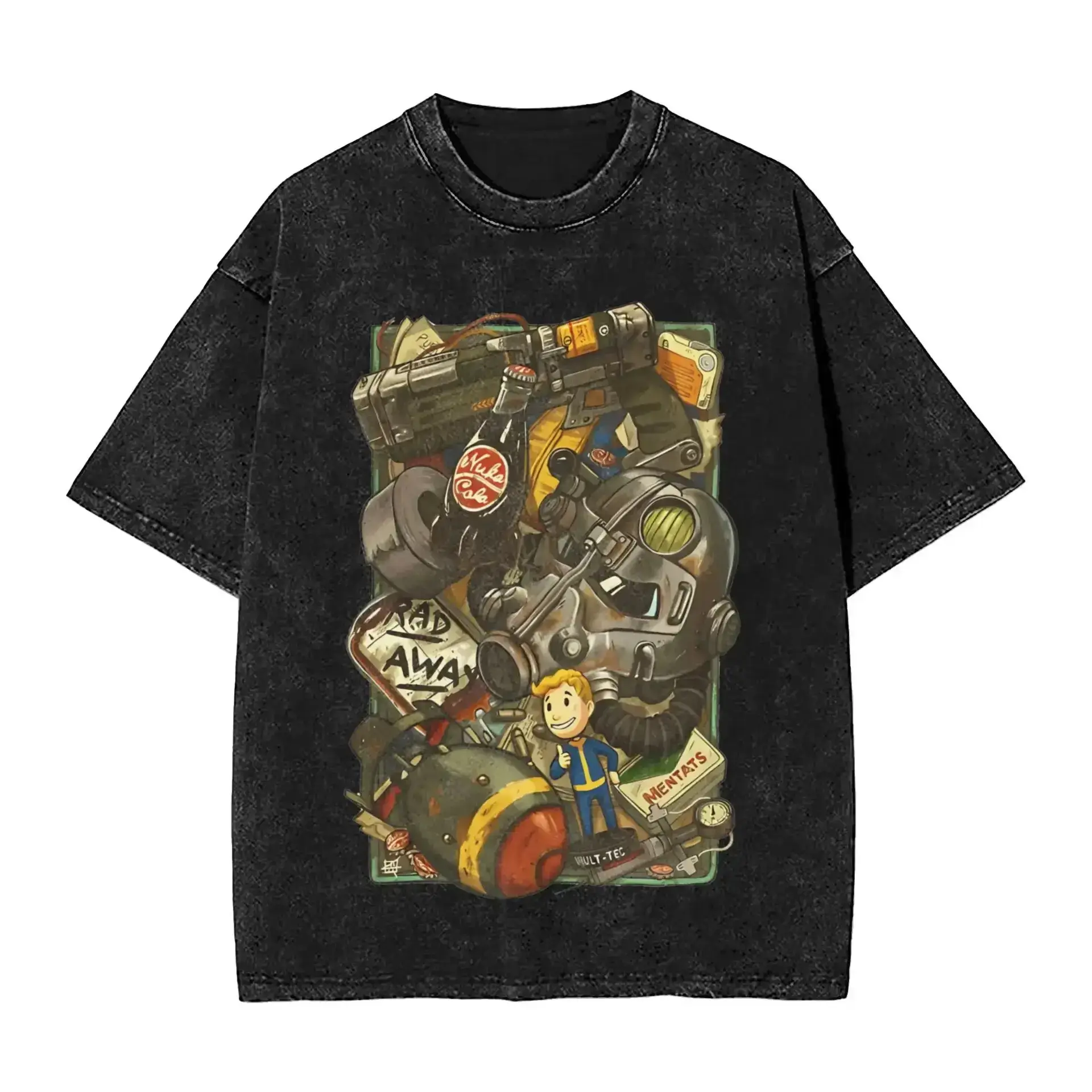 2025 Vault Fallouts T-Shirt Black Cotton Hip Hop