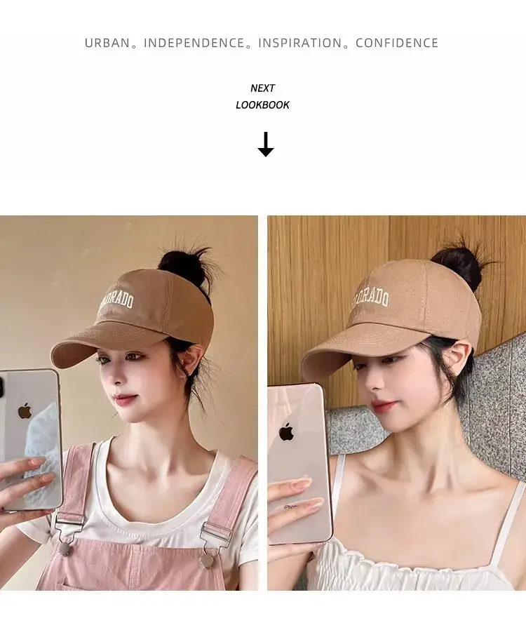 Women Black Baseball Cap Wide Brim Sun Hat — feature 17