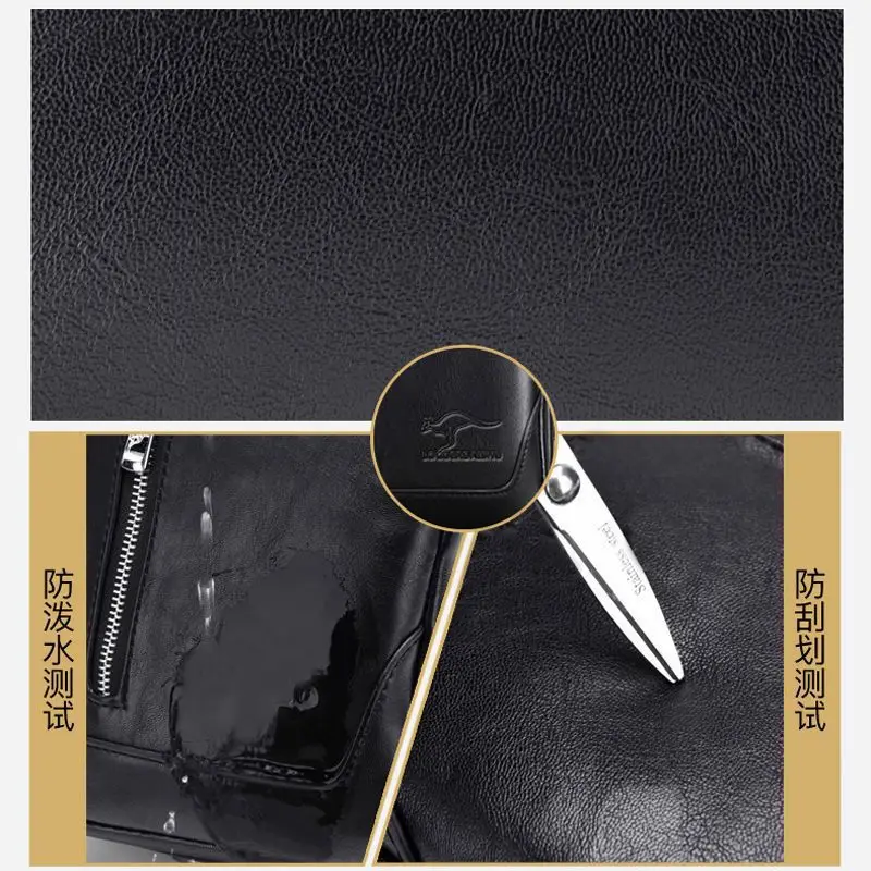Men's Black Wireless Charging Crossbody Bag Large Capacity
