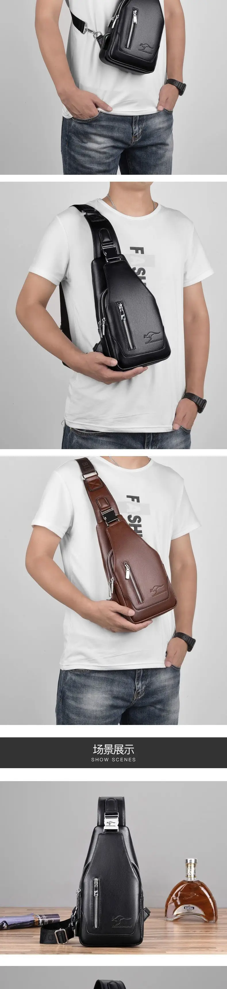 Men's Black Wireless Charging Crossbody Bag Large Capacity — feature 4