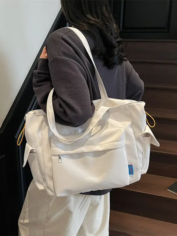 Women's Tan Canvas Shoulder Bag Large Capacity 2025