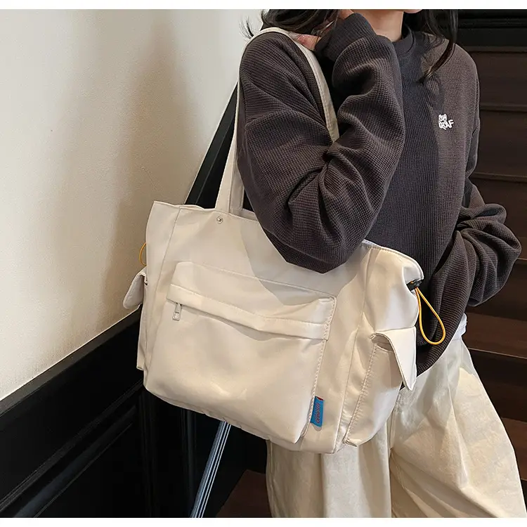 Women's Tan Canvas Shoulder Bag Large Capacity 2025 — feature 15