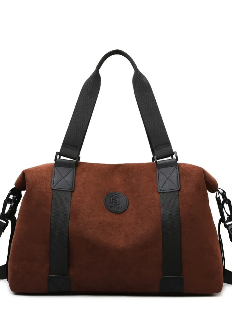 Gray Large Capacity Travel Tote Bag with Black Straps