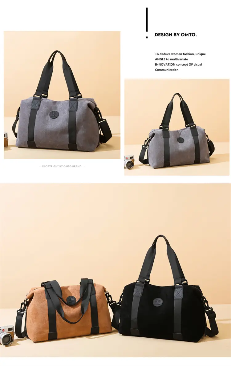 Gray Large Capacity Travel Tote Bag with Black Straps — feature 16