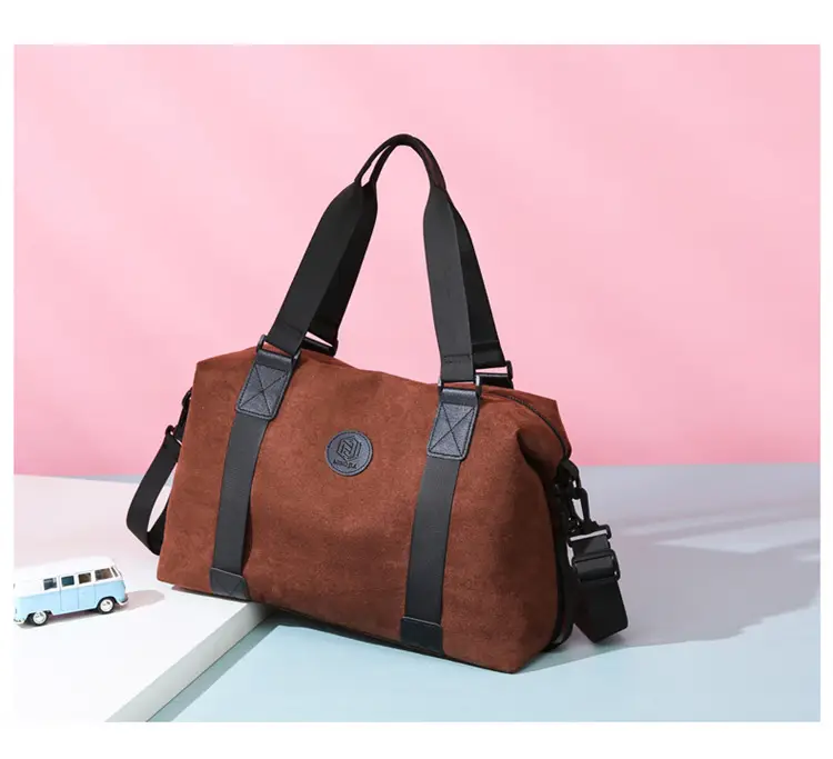 Gray Large Capacity Travel Tote Bag with Black Straps — feature 17