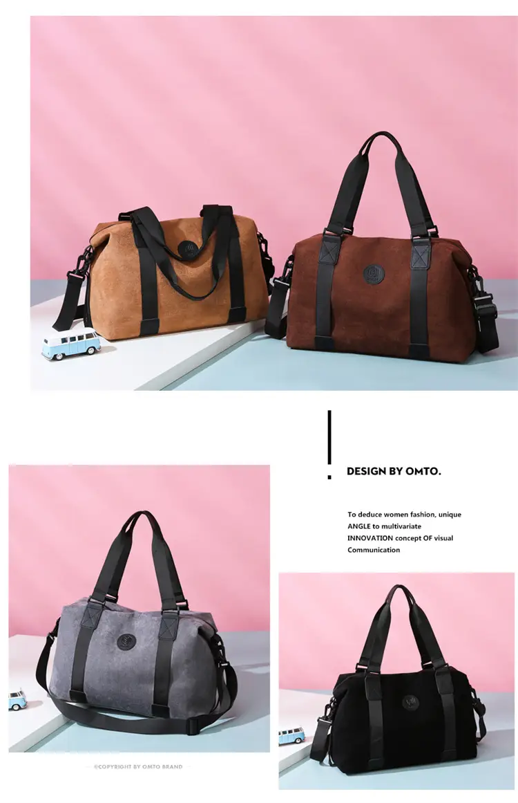 Gray Large Capacity Travel Tote Bag with Black Straps — feature 18