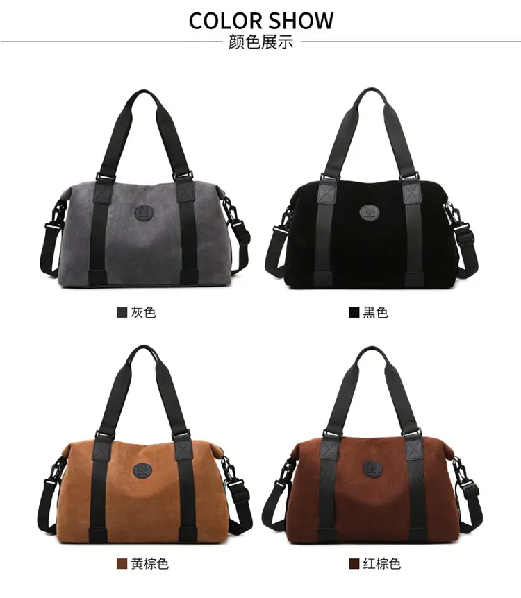Gray Large Capacity Travel Tote Bag with Black Straps — feature 2