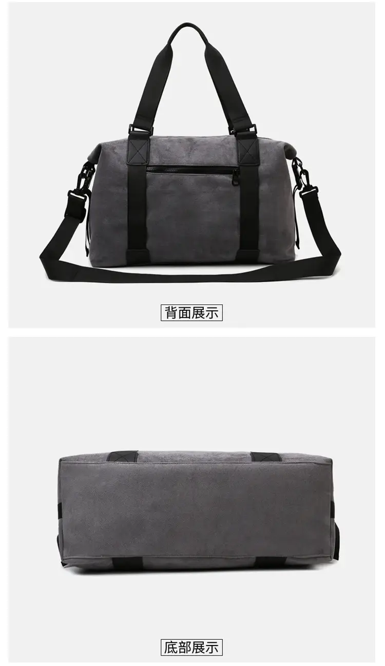 Gray Large Capacity Travel Tote Bag with Black Straps — feature 21