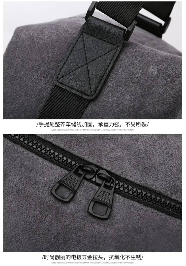 Gray Large Capacity Travel Tote Bag with Black Straps — feature 23