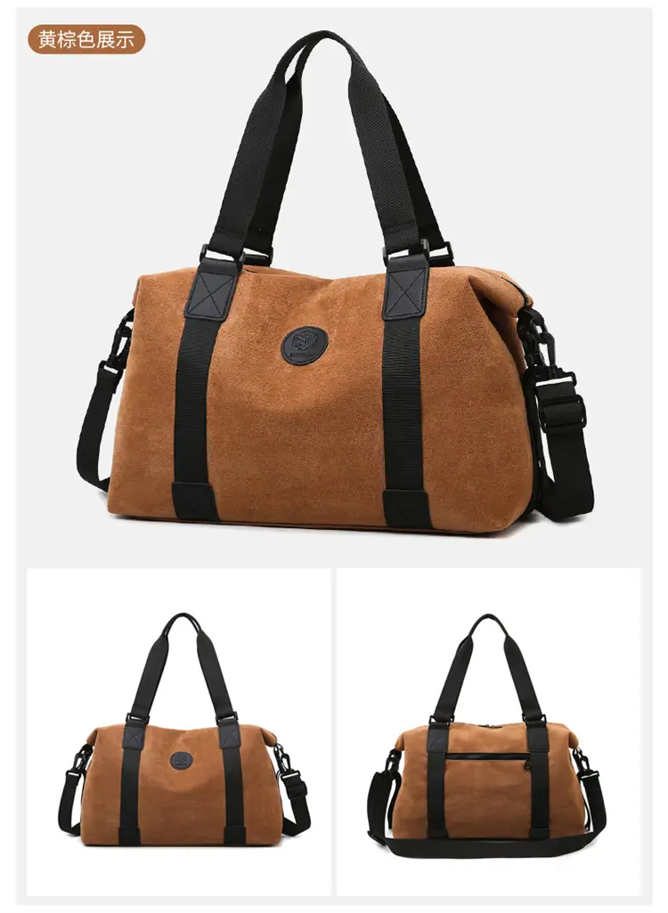 Gray Large Capacity Travel Tote Bag with Black Straps — feature 27
