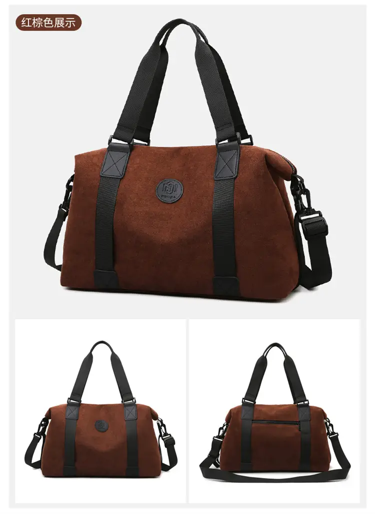 Gray Large Capacity Travel Tote Bag with Black Straps — feature 28