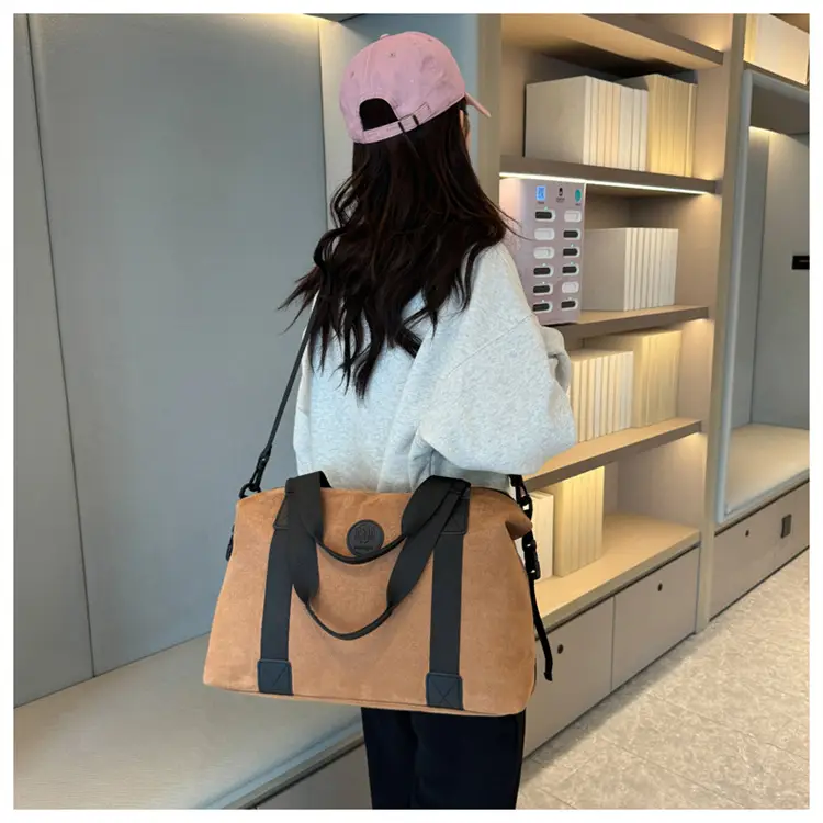 Gray Large Capacity Travel Tote Bag with Black Straps — feature 37
