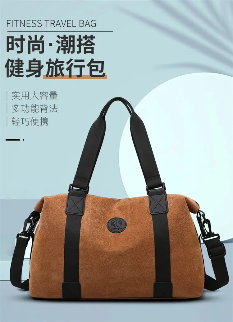 Gray Large Capacity Travel Tote Bag with Black Straps — feature 4