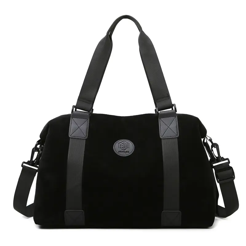 Gray Large Capacity Travel Tote Bag with Black Straps