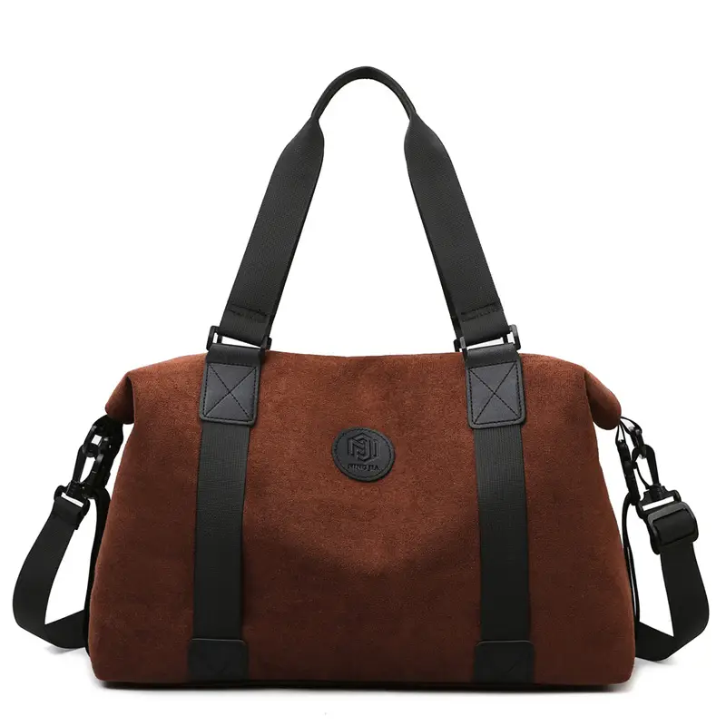 Gray Large Capacity Travel Tote Bag with Black Straps