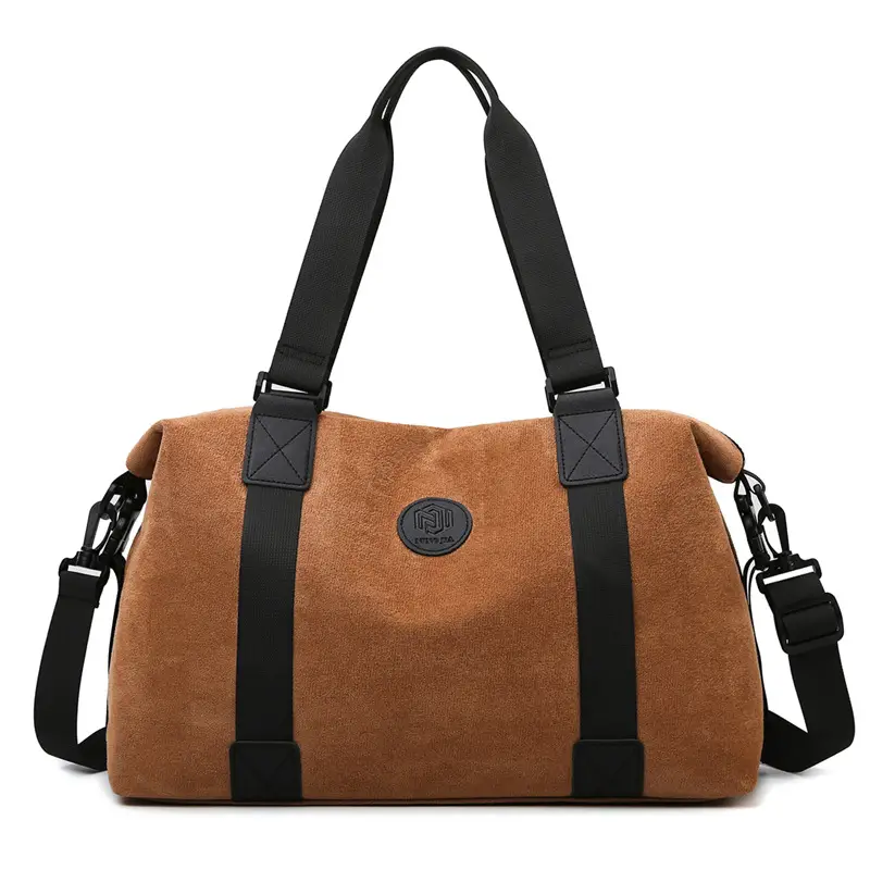 Gray Large Capacity Travel Tote Bag with Black Straps