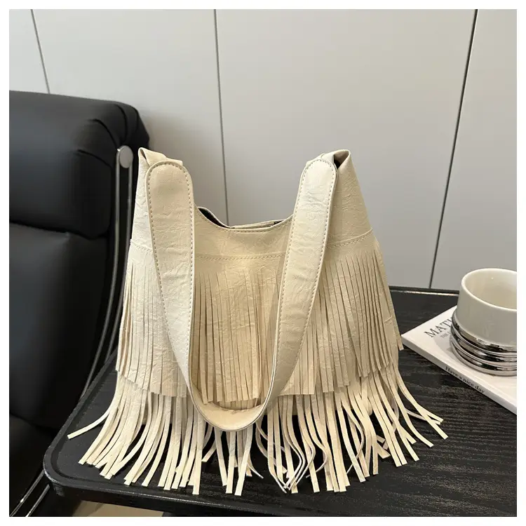 2025 Pink Pleated Tasseling Shoulder Bag for Women — feature 23