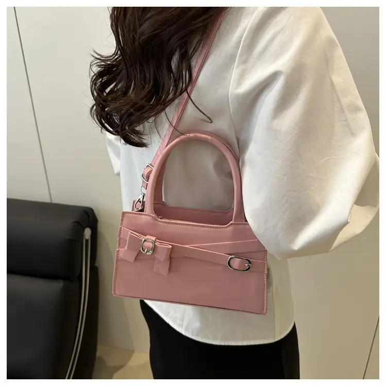 Pink Bow Shoulder Bag for Women Small Commuter Handbag — feature 12