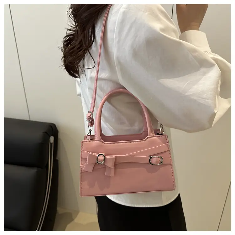 Pink Bow Shoulder Bag for Women Small Commuter Handbag — feature 13