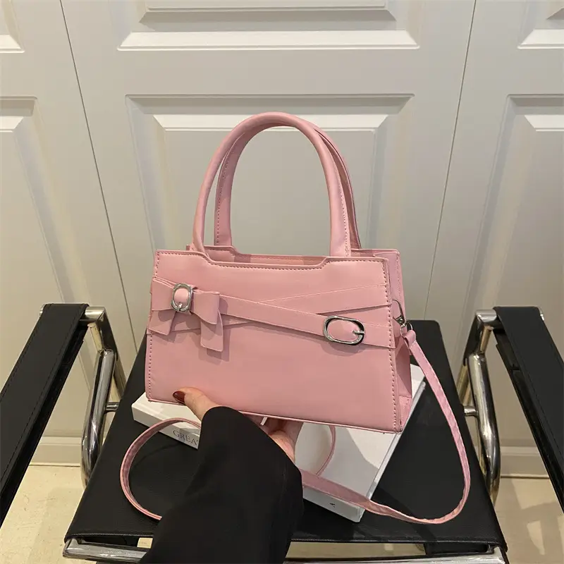 Pink Bow Shoulder Bag for Women Small Commuter Handbag - Image 3