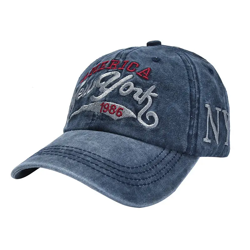 Vintage Denim Baseball Cap with NYC Embroidery