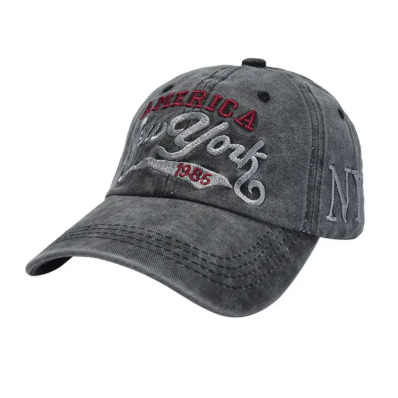 Vintage Denim Baseball Cap with NYC Embroidery