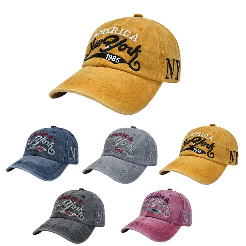 Vintage Denim Baseball Cap with NYC Embroidery — feature 3