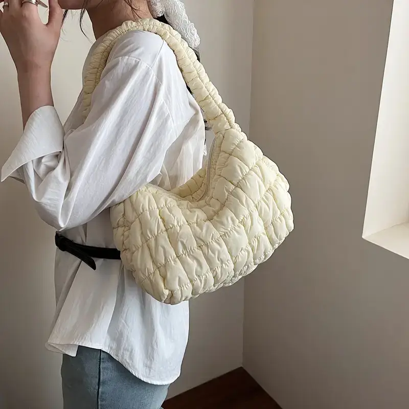 Black Pleated Shoulder Bag for Women - Image 2