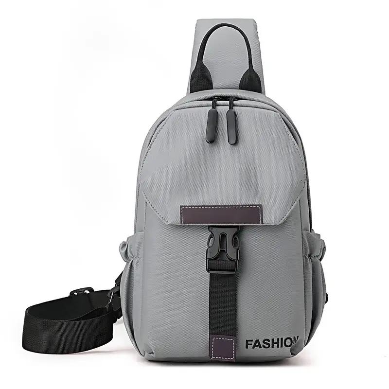Men's Grey Fashion Crossbody Bag with Leather Strap - Image 9