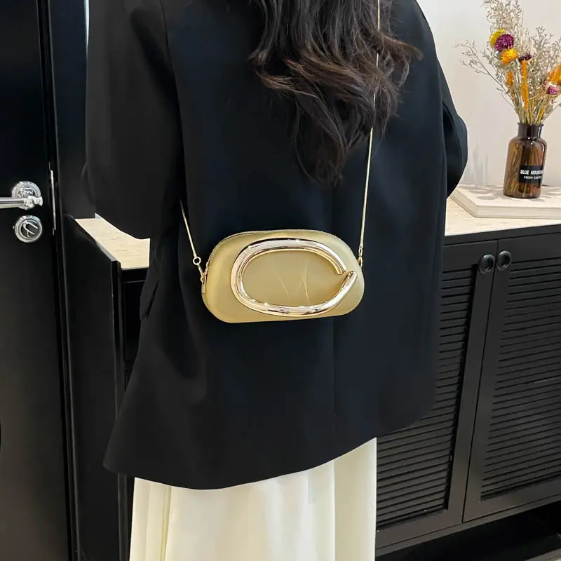 Pink Metal Chain Shoulder Crossbody Clutch 2025
