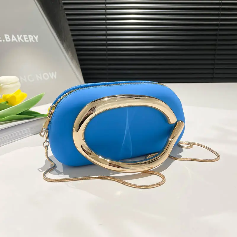 Pink Metal Chain Shoulder Crossbody Clutch 2025