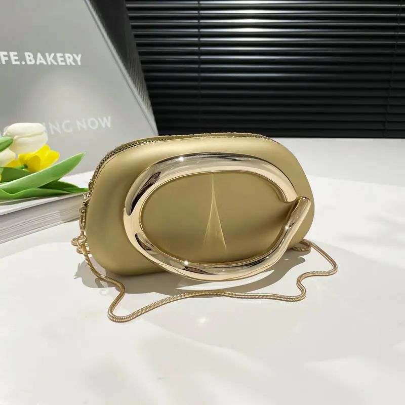 Pink Metal Chain Shoulder Crossbody Clutch 2025