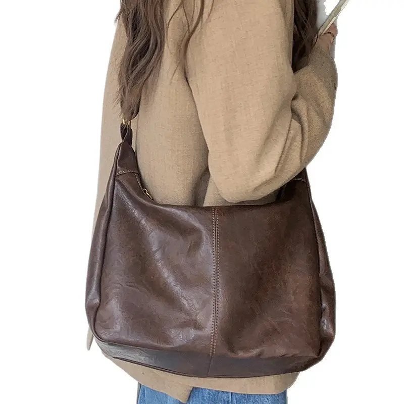 2025 Spring New Maillard Retro Crossbody Bag Women's Korean-style Tote Bag Trendy All-match Large Capacity Shoulder Bag luggage and leather goods - Image 7
